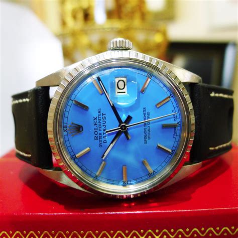 rolex blue face mens watch|rolex oyster perpetual light blue face.